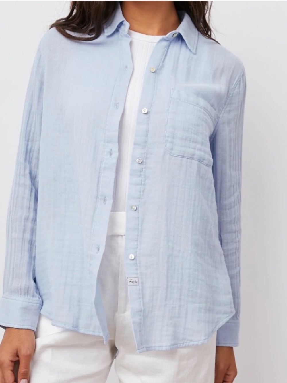 Rails Ellis Shirt 100% Organic Cotton Gauze Button Up Shirt in Blue Jay Coastal
